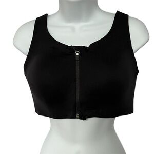 Lululemon Enlite Front Zip Sports Bra Black Size 36D Cross Back Activewear Run